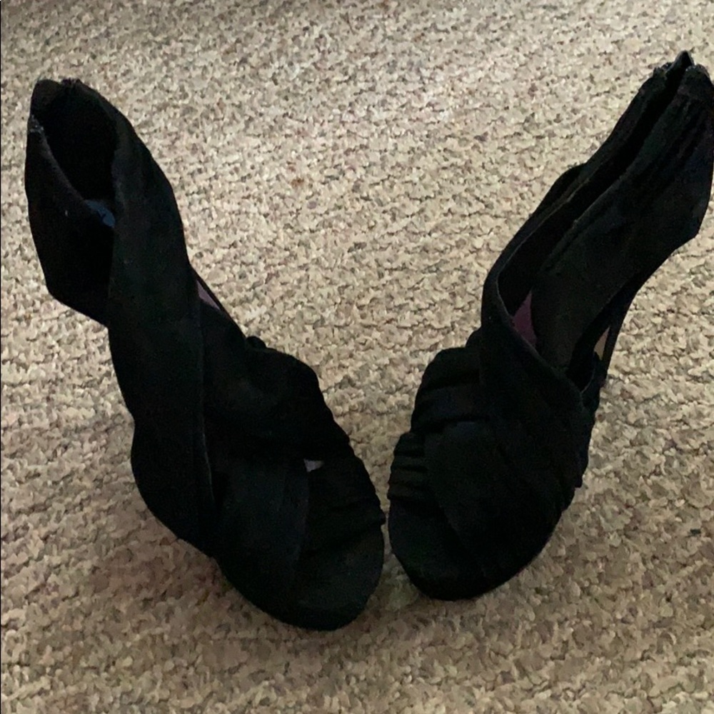 Black strap heels